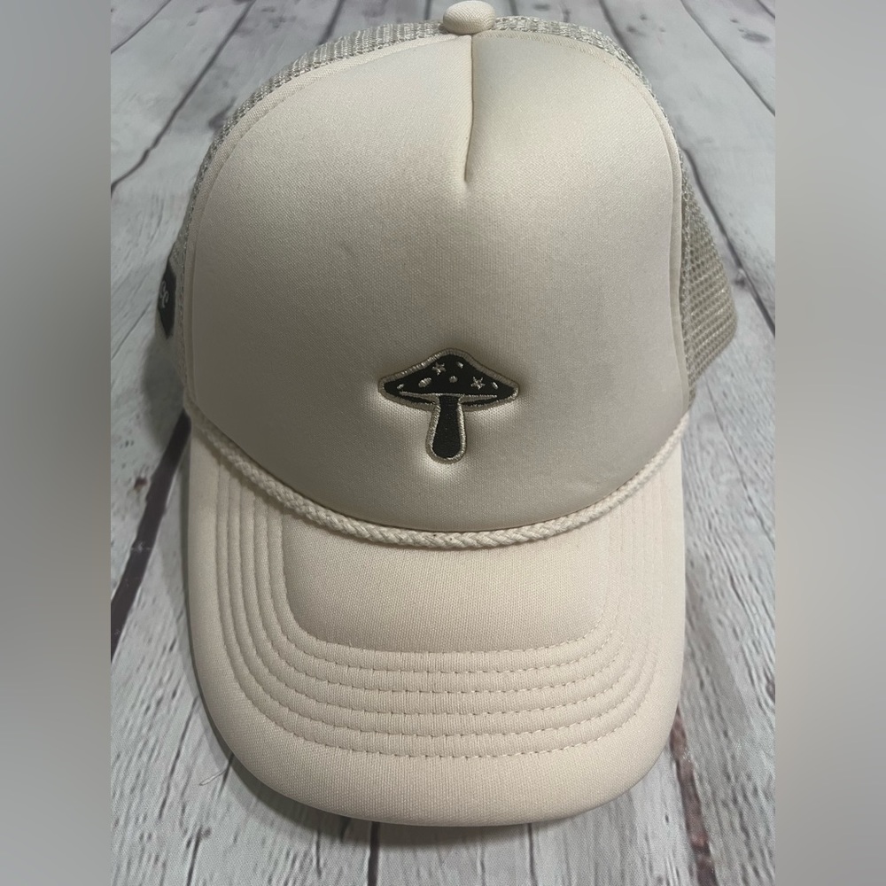 Alice Mushrooms Beige Unisex Trucker Hat - new without tags!
